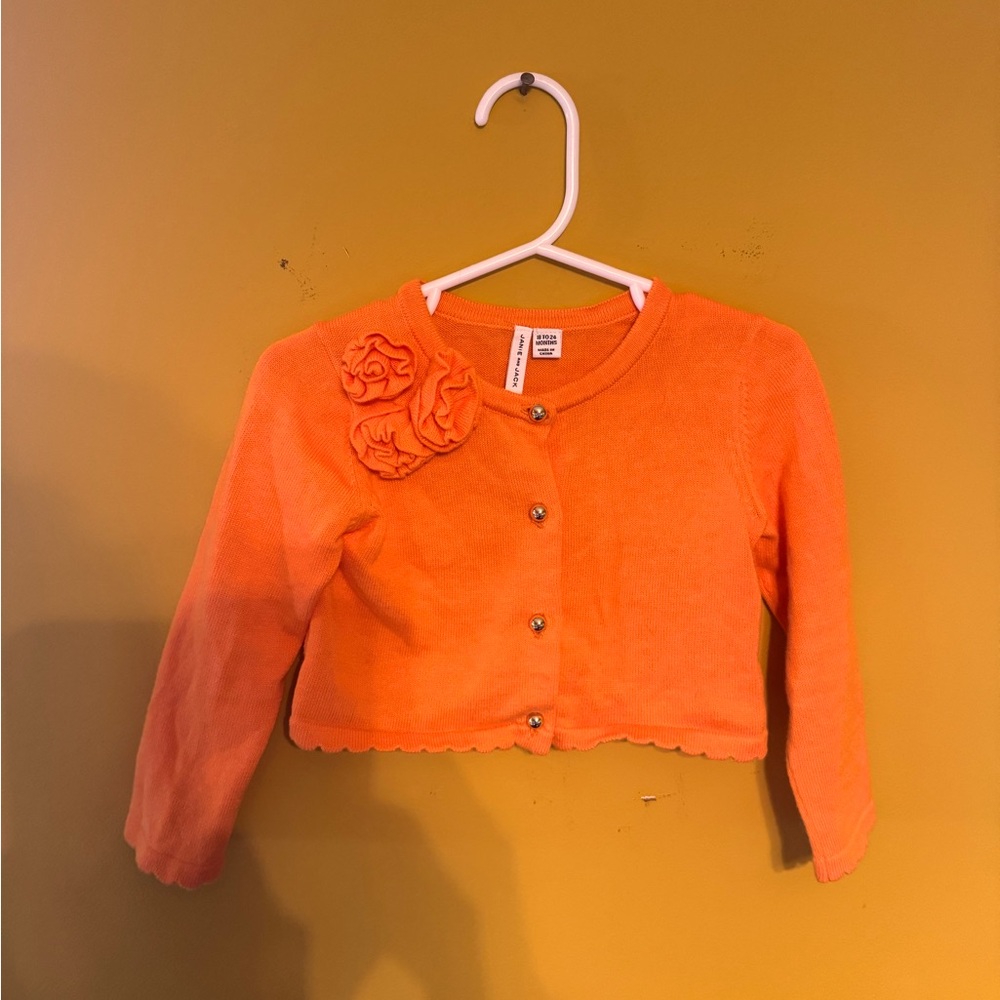 Janie & Jack Girls 18-24 Months Orange Cardigan
